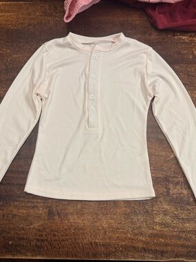 Classic Long Sleeve Henley Top in Soft Cream